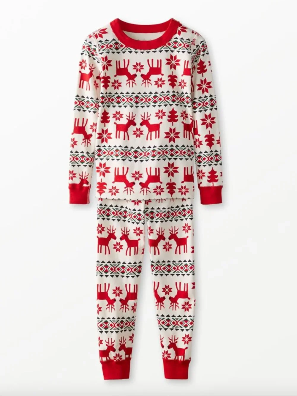 Hanna Andersson Holiday Dear Deer HannaJams Cotton Pajama Set - Size 4 100